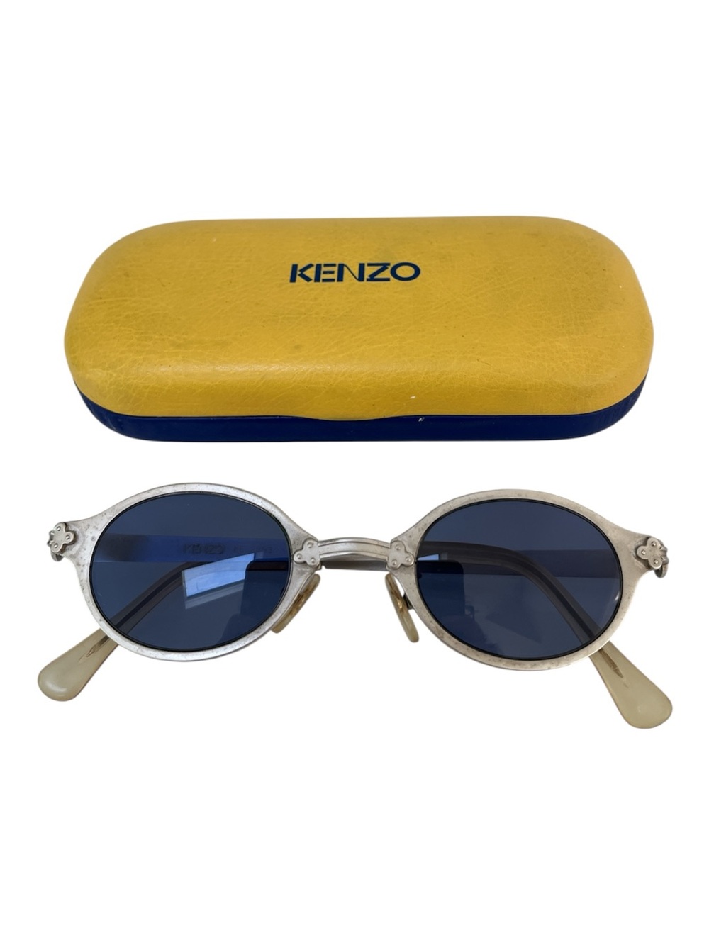 KENZO Vintage Silver Blue Sunglasses Glasses Spectacles Small Oval